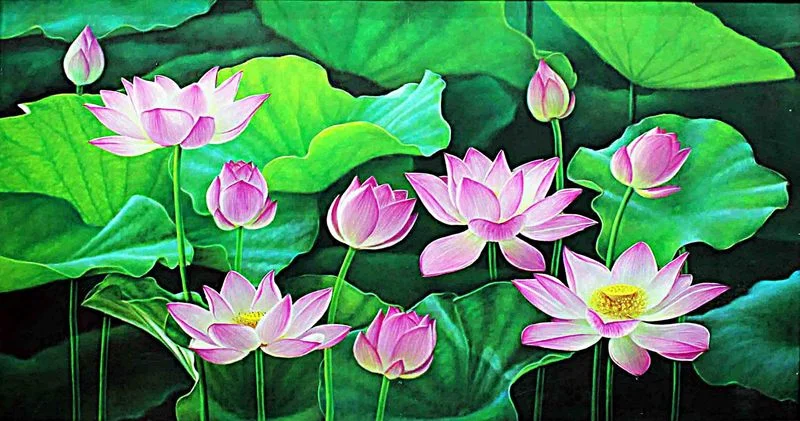 Dịch vụ vẽ tranh tường hoa sen uy tín tận tình
