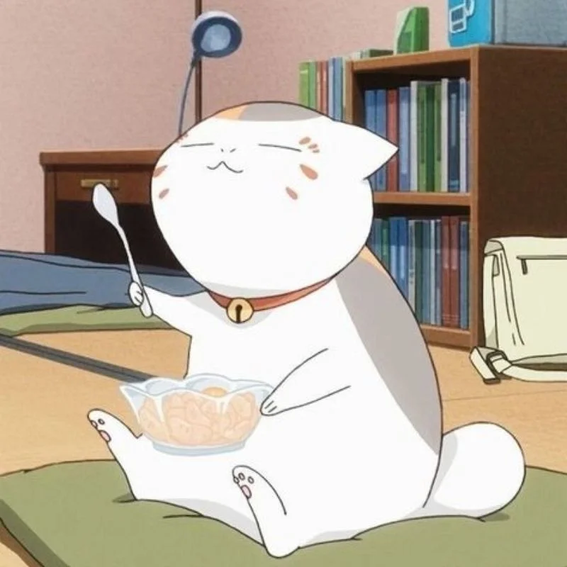 Thưởng thức ảnh avatar mèo chibi cute với nụ cười rạng rỡ