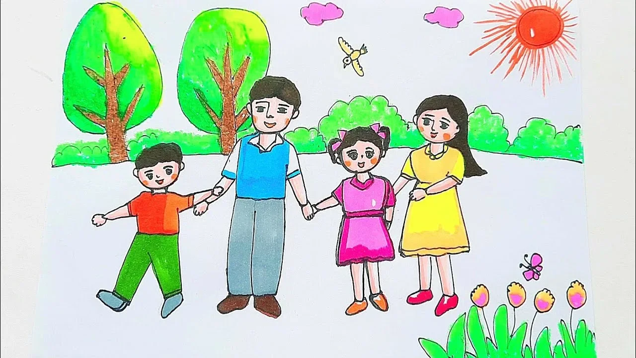 8 bước vẽ tranh gia đình đơn giản và ý nghĩa
