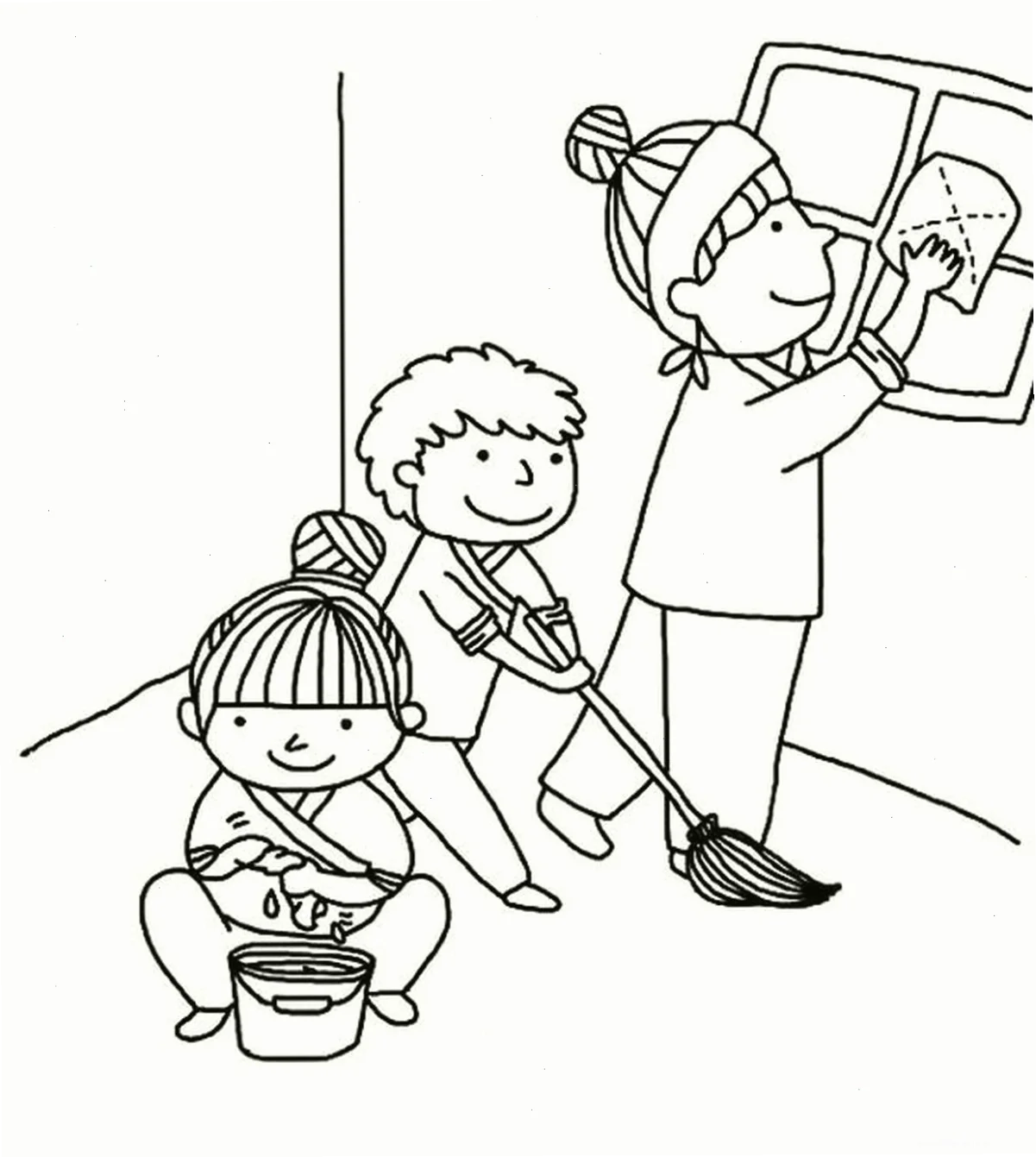Tranh tô màu gia đình 3 người với không khí ấm áp
