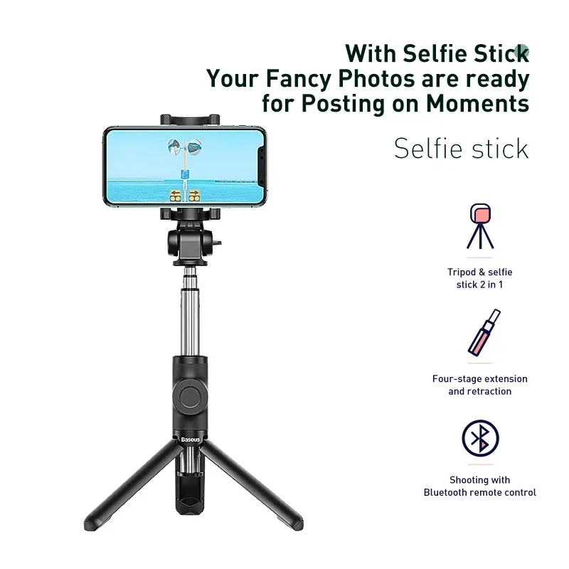 Gậy tự sướng tích hợp Tripod chân xếp gọn Baseus Lovely ( Bluetooth Remote Camera Control , Folding Bracket Livestream/ Selfie Stick) (5)
