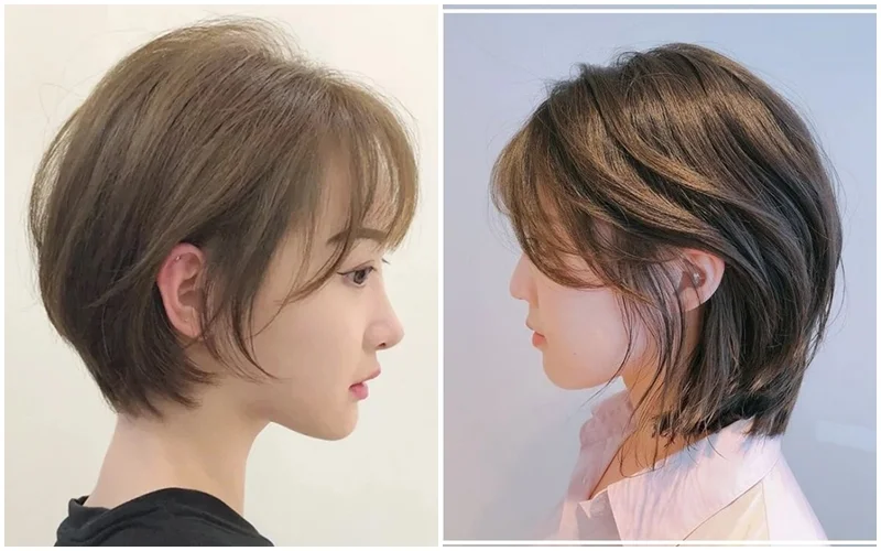 Hai mẫu tóc ngắn layer nữ nhìn nghiêng với kiểu tóc ôm mặt hiện đại và thanh lịch