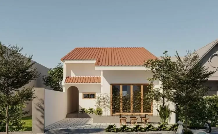 Mẫu nhà mái ngói có gác lửng hiện đại