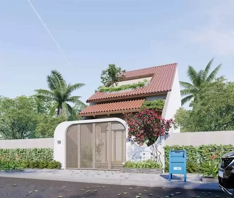 Mẫu nhà mái ngói cấp 4 có gác lửng tiện nghi