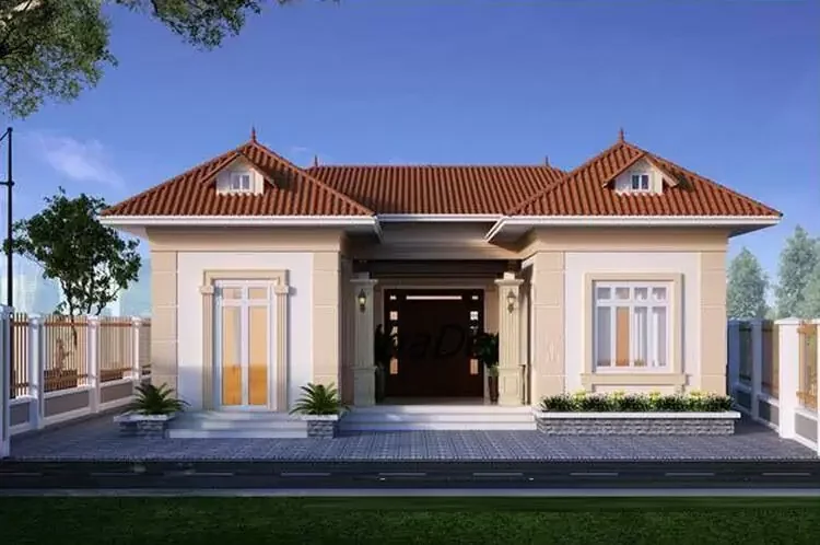 mẫu nhà cấp 4 mái ngói chữ u