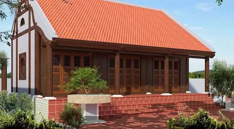mẫu nhà cấp 4 mái ngói 3 gian truyền thống ở nông thôn Việt Nam