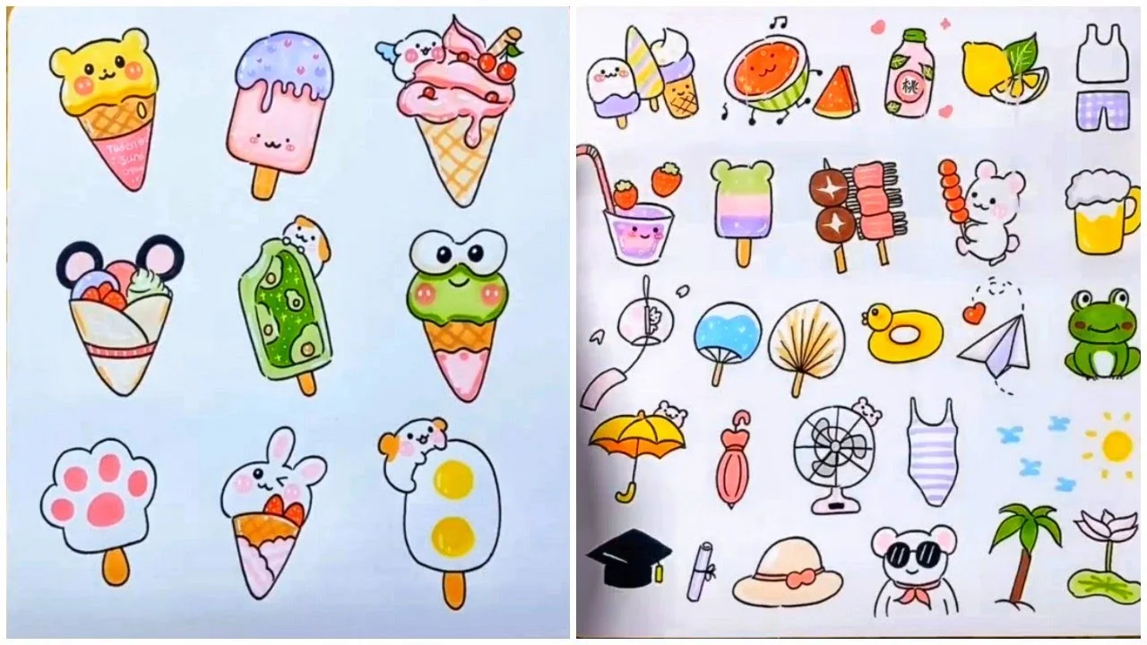 Vẽ đồ ăn cute đáng yêu, vẽ hình cute | Cute drawing #1