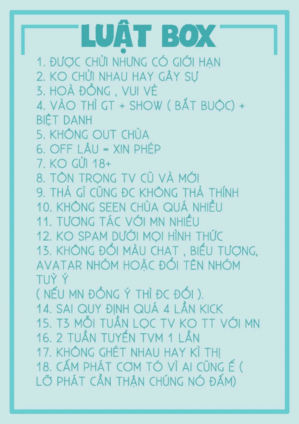Danh sách ảnh luật nhóm trên messenger chi tiết và đầy đủ