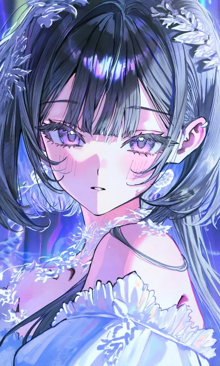 ảnh anime nữ trang điểm lộng lẫy và huyền bí