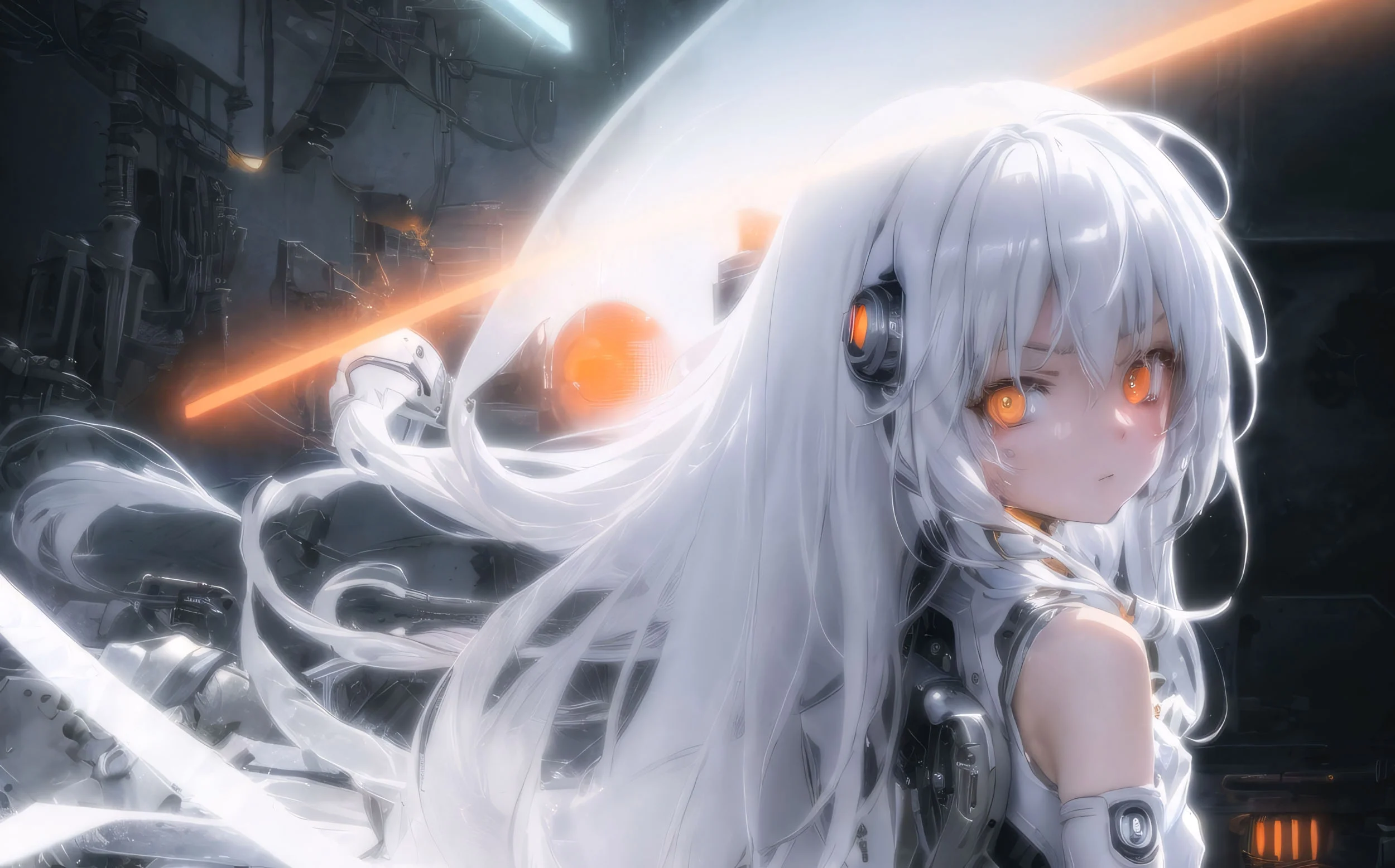 Hình nền laptop 4k cô gái anime tóc trắng