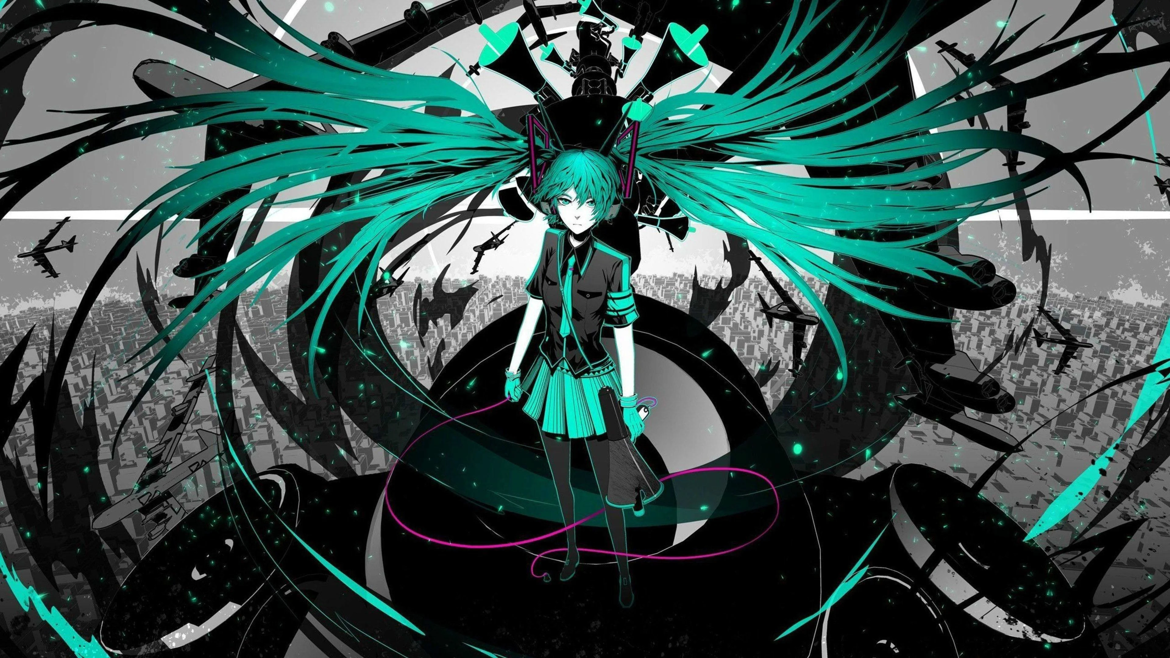 Hình nền laptop 4k Hatsune Miku phong cách nghệ thuật