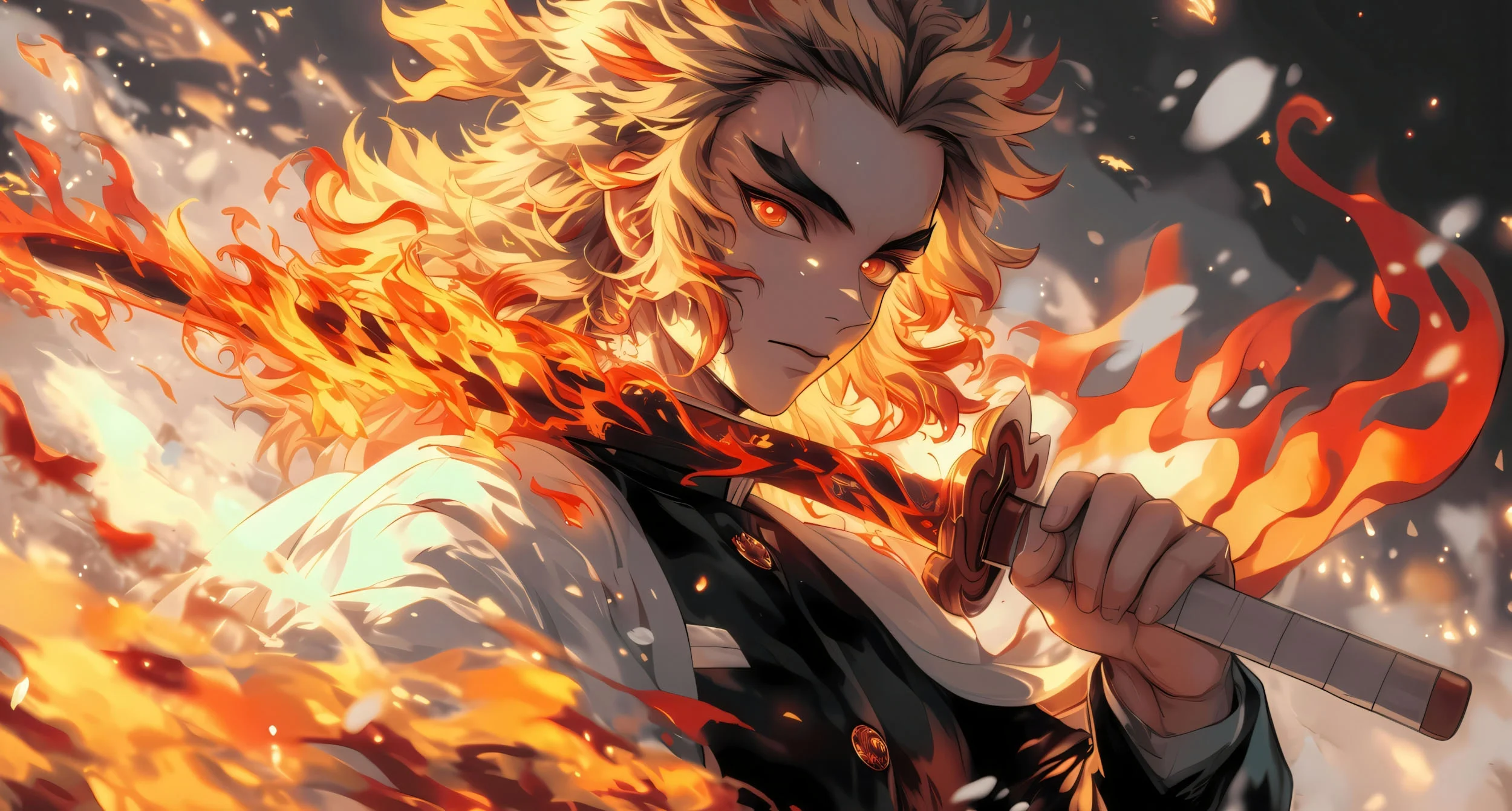 Hình nền laptop 4k nhân vật Rengoku Kyojuro anime
