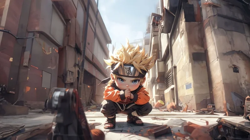 Naruto chibi trong thành phố hình nền laptop 4k