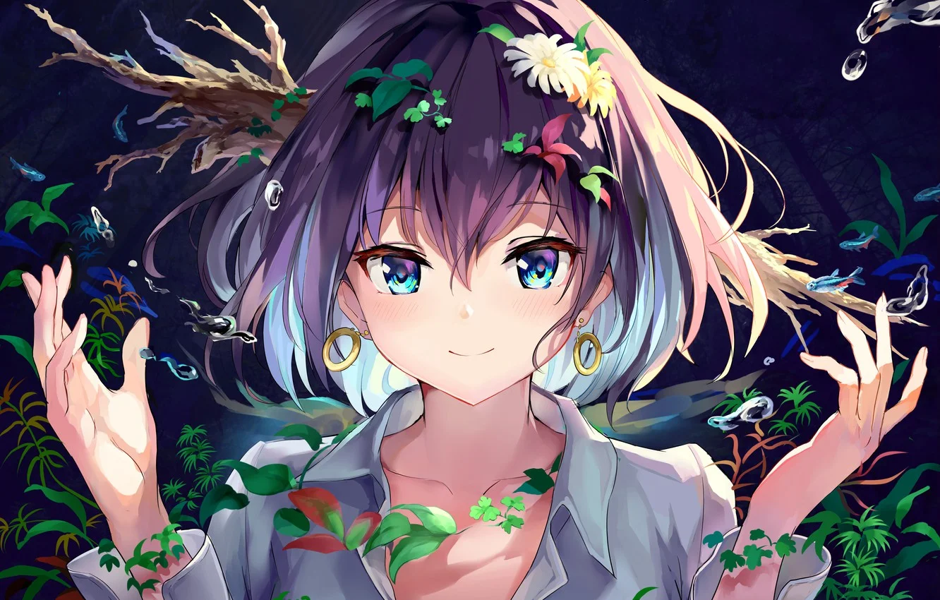Avatar anime nữ với phong cách huyền bí, nghệ thuật dưới nước.