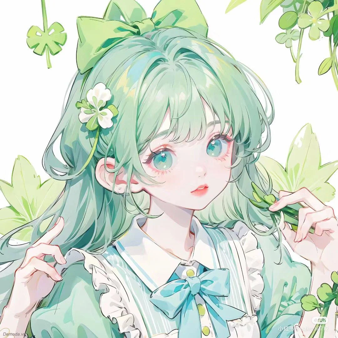 avatar anime nữ tóc xanh phong cách dễ thương và trong sáng