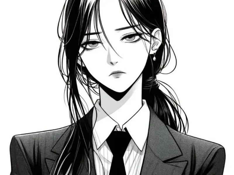 avatar anime nữ phong cách trưởng thành trắng đen
