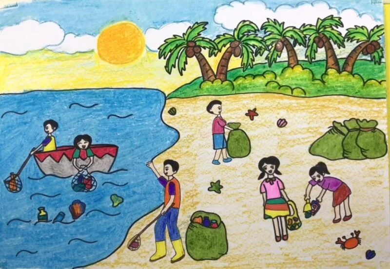 Tranh vẽ bảo vệ môi trường đơn giản, đẹp
