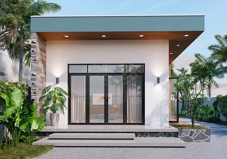 Nhà cấp 4 hiện đại thường sử dụng các tông màu tươi sáng như xanh lá cây, vàng chanh, đỏ tươi,...để tạo nên không gian sống trẻ trung, tươi mới, tạo cảm giác