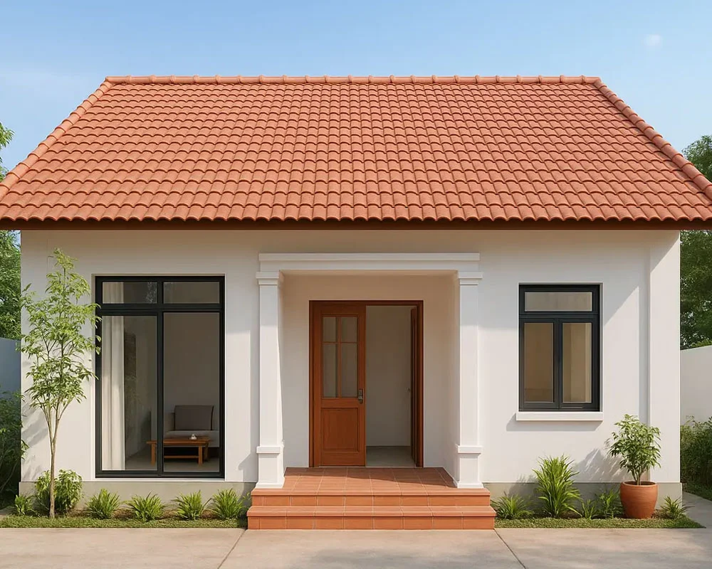 Nhà cấp 4 mái ngói đỏ truyền thống