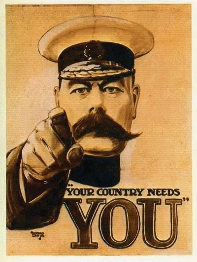 Tranh áp phích Lord Kitchener với thông điệp Your Country Needs You