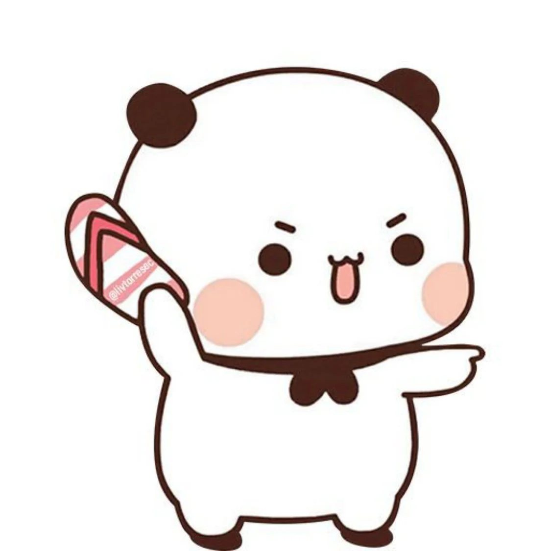 Ảnh avatar đẹp hình gấu trúc chibi dễ thương cầm dép