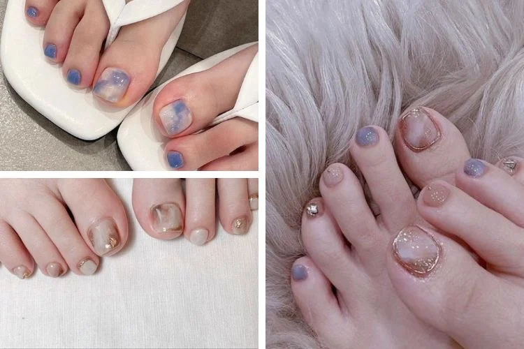 mau nail chan ombre loang mau sanh dieu